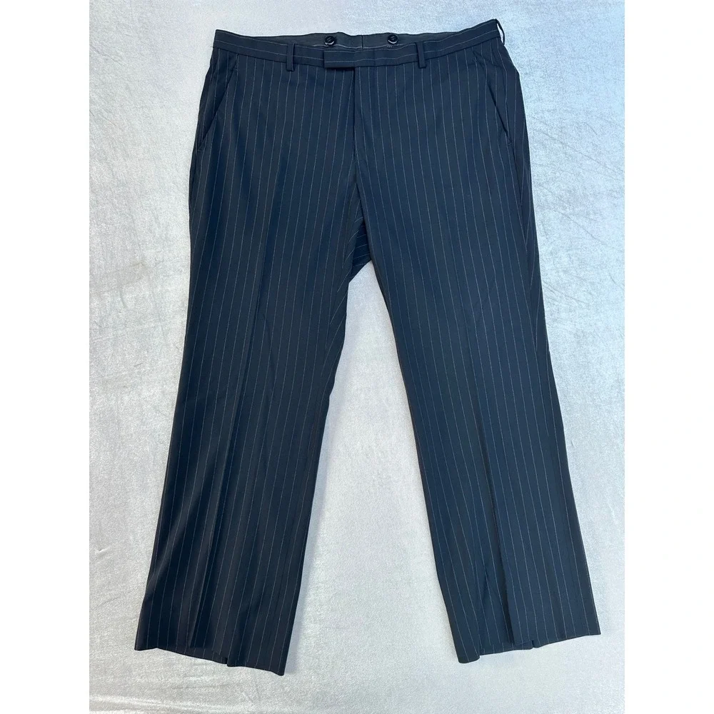 Gucci Men's Pinstripe Double Breasted Suit Black Wool Blend Jacket Pants 52R